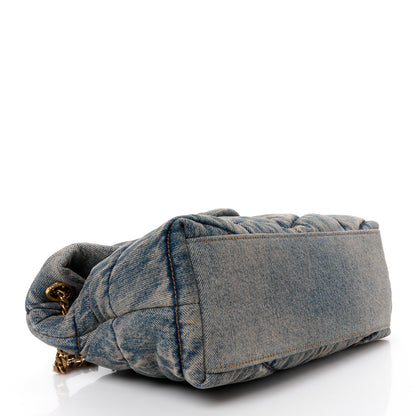 Saint Laurent Denim Quilted Small Loulou Puffer Monogram Chain Satchel Rodeo Blue 4 of 10
