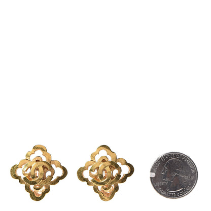 Chanel CC Cross Clip On Earrings Gold 2 of 4