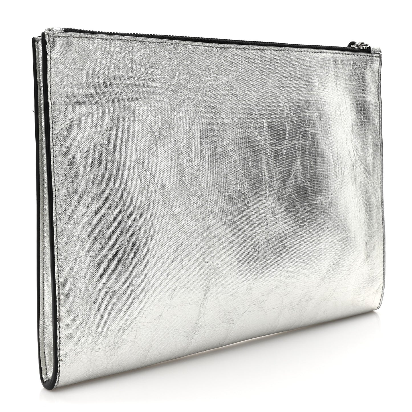 Metallic Alter Nappa Perforated Pouch Silver