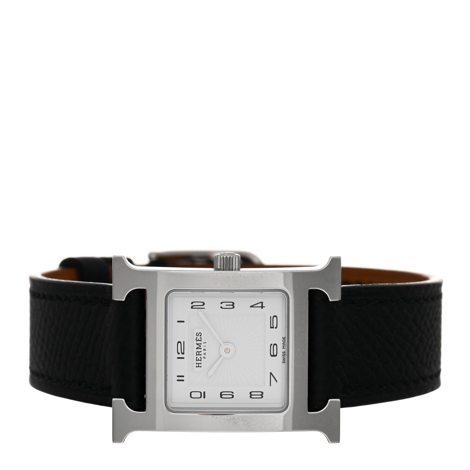 Hermes Stainless Steel Epsom 21mm Heure H Hour Quartz Watch Noir 2 of 5