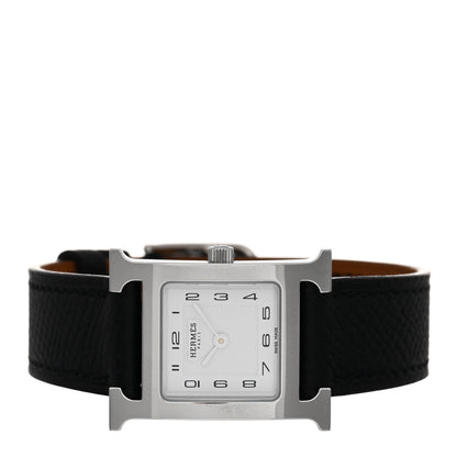 Hermes Stainless Steel Epsom 21mm Heure H Hour Quartz Watch Noir 2 of 5