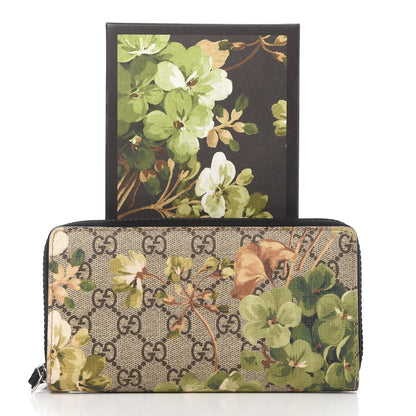 Gucci GG Supreme Monogram Blooms Zip Around Wallet Beige New Military Black 8 of 8