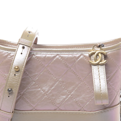 Chanel Iridescent Aged Calfskin Quilted Small Gabrielle Hobo Light Pink 10 of 10