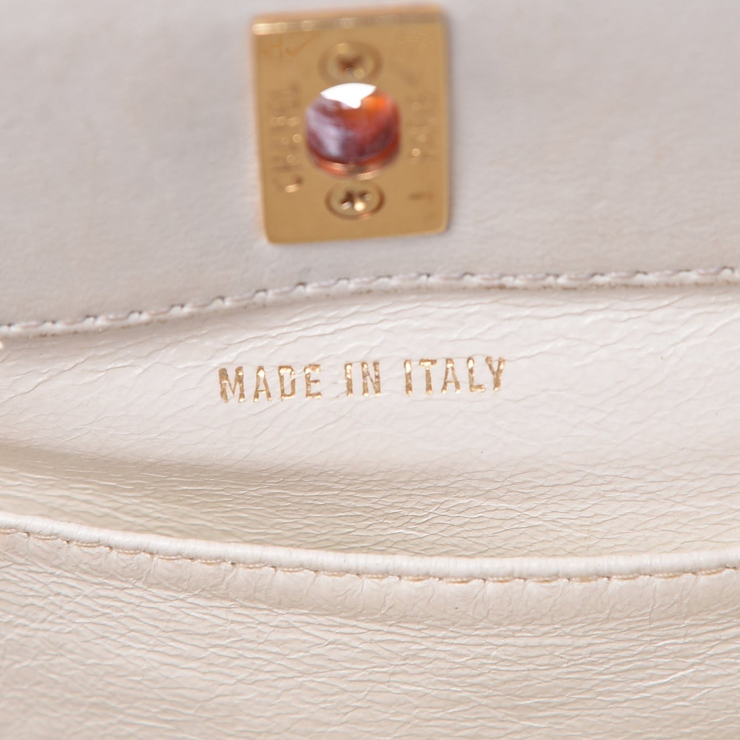 Lambskin Tortoise Handbag White