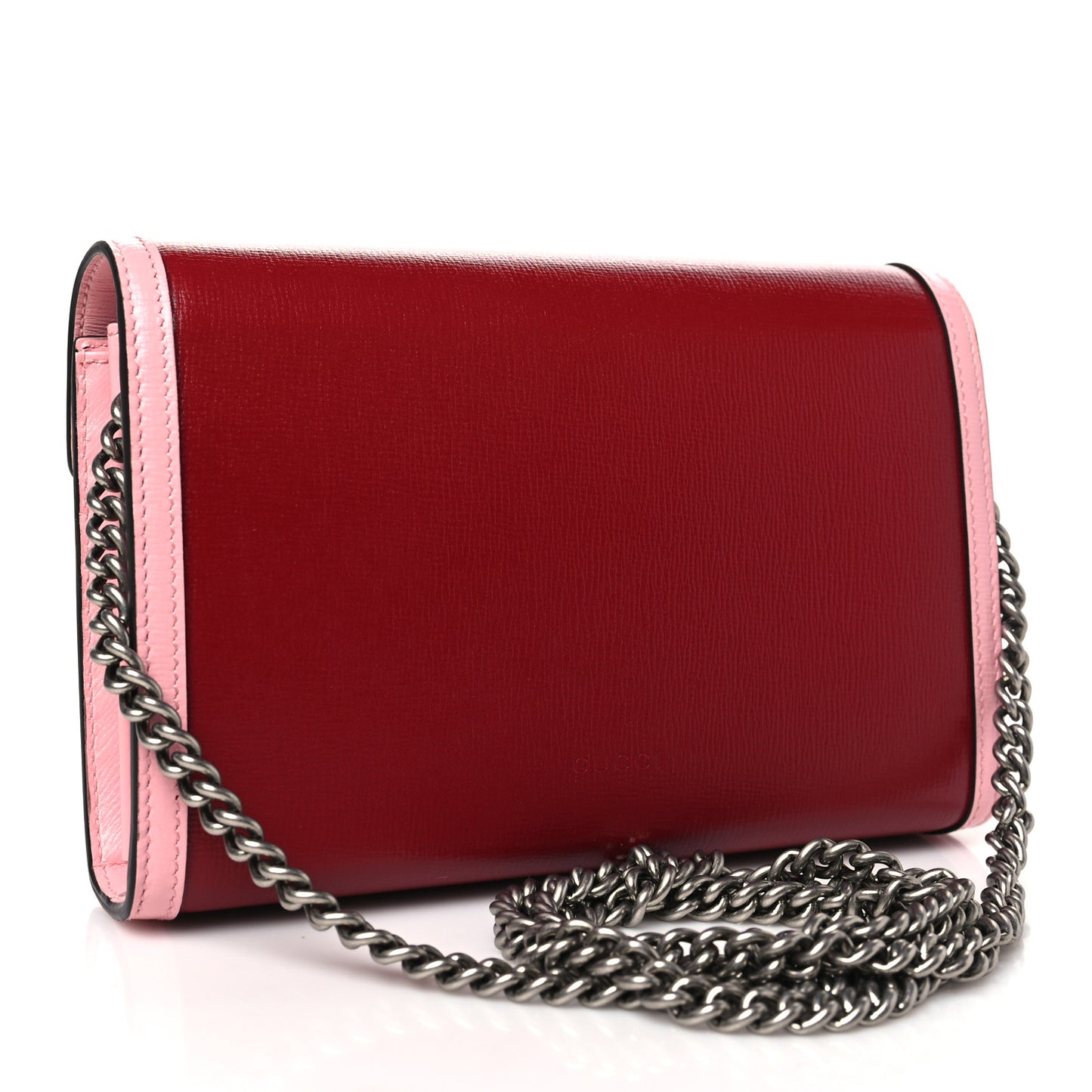 Azalea Calfskin Enamel Mini Dionysus Chain Wallet New Cherry Red Wild Rose Off White
