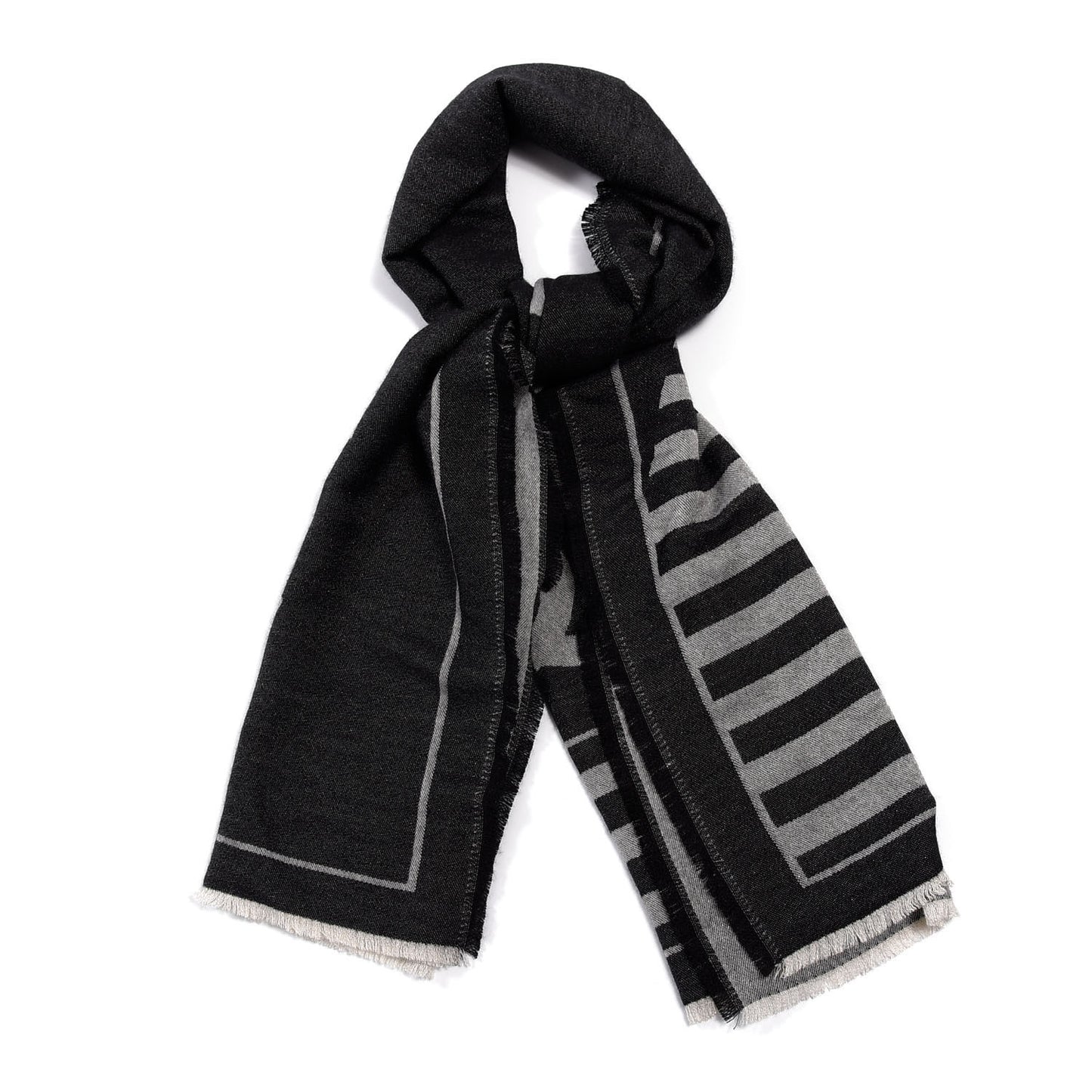 Cashmere Silk Blend CC Scarf Black Grey