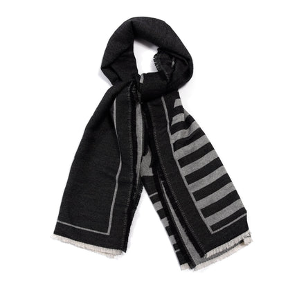 Chanel Cashmere Silk Blend CC Scarf Black Grey 1 of 3