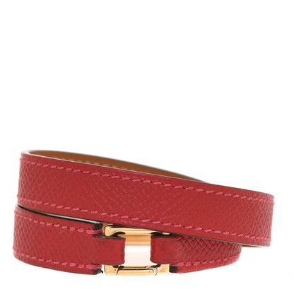 Hermes Epsom Rivale Double Tour Bracelet S Rouge Casaque 3 of 7