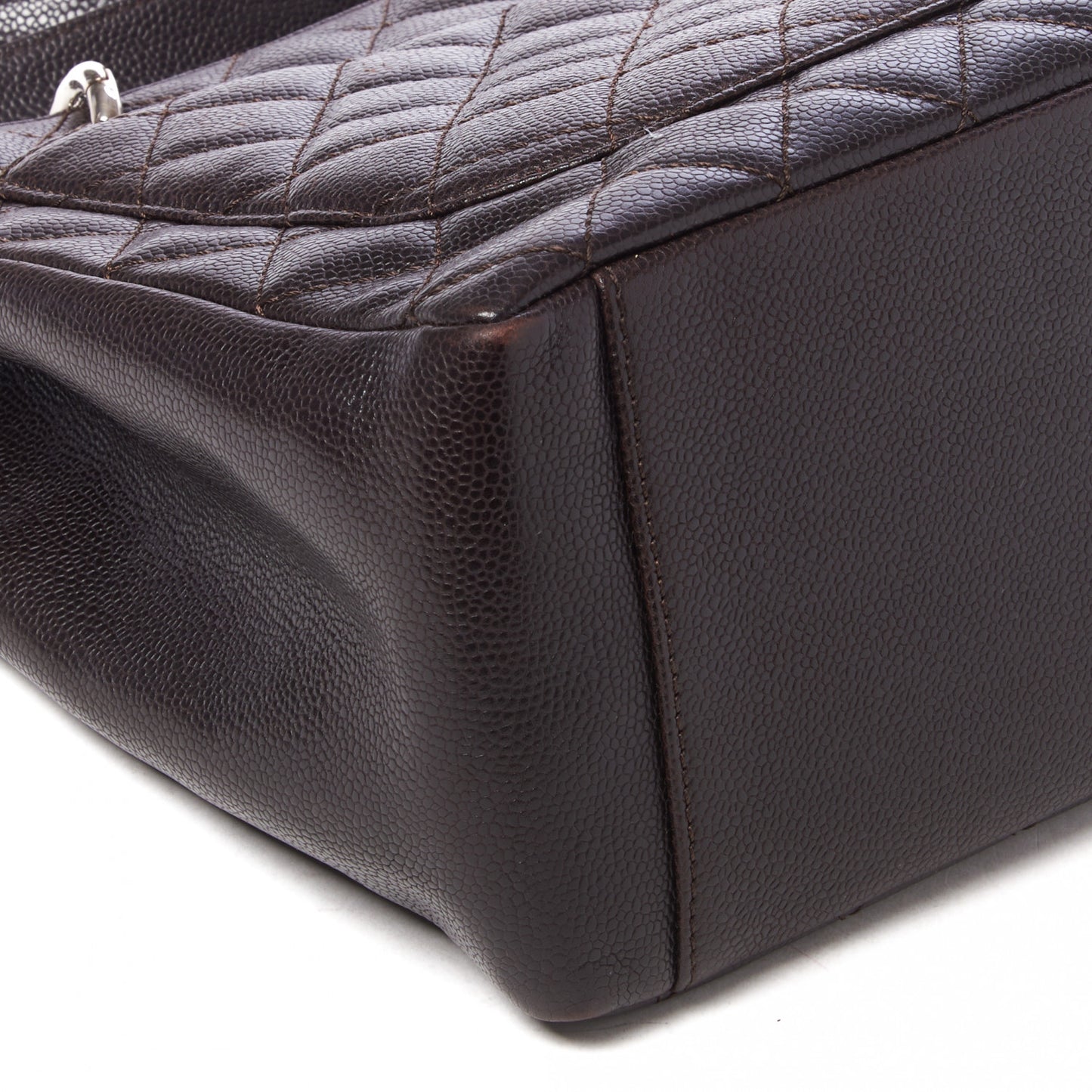 Caviar Quilted Grand Shopping Tote GST Dark Brown