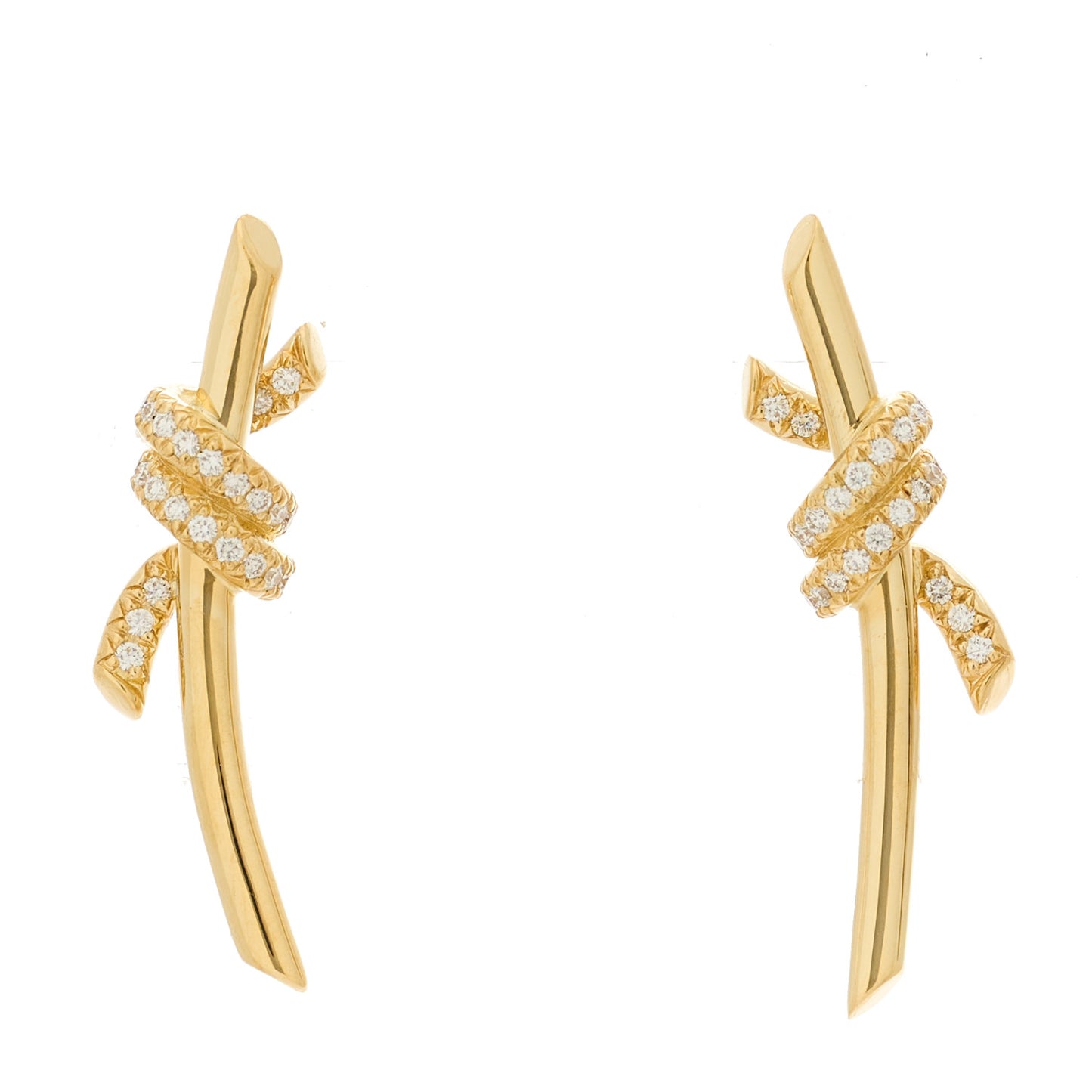 18K Yellow Gold Diamond Tiffany Knot Earrings