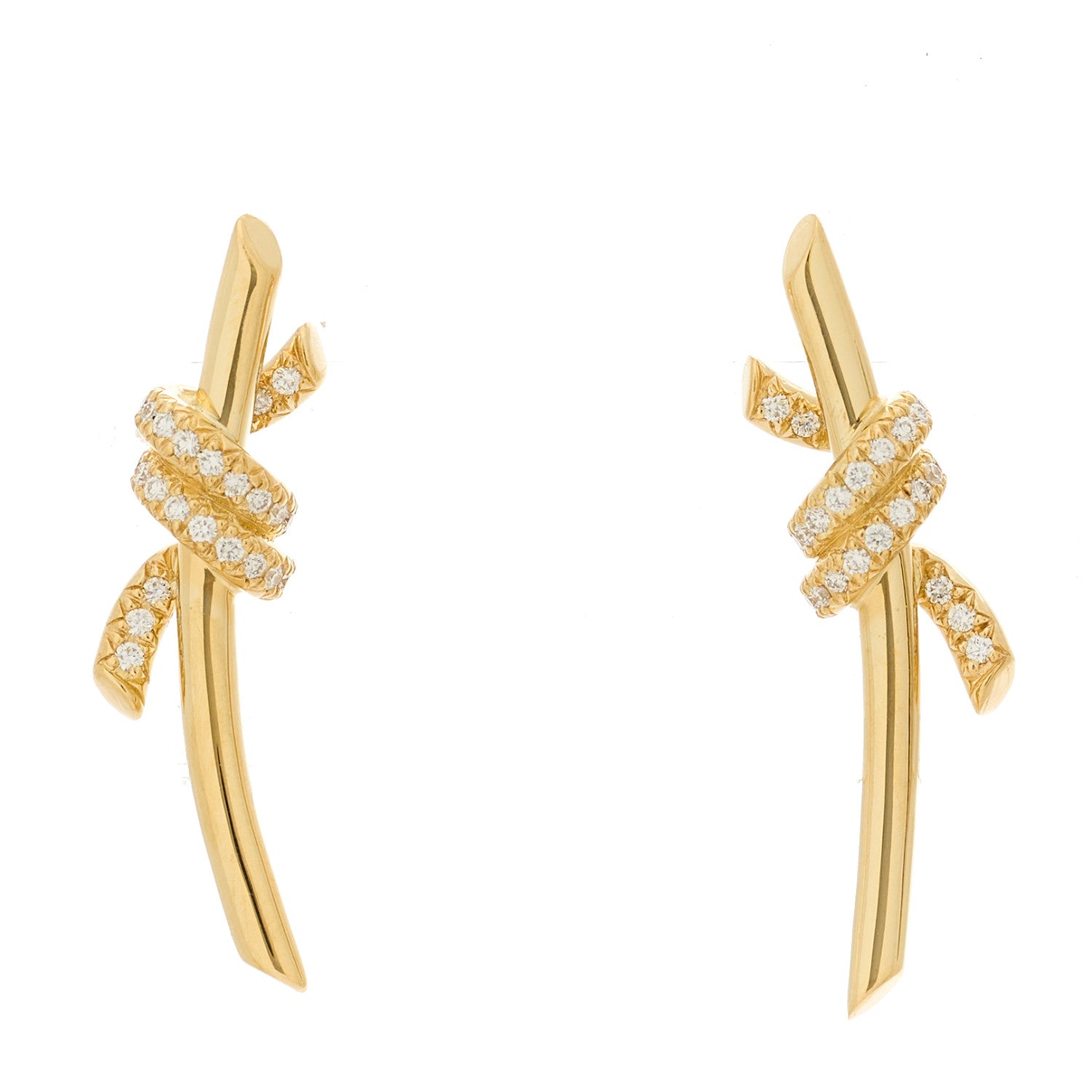 Tiffany 18K Yellow Gold Diamond Tiffany Knot Earrings 1 of 5