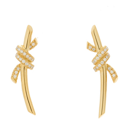 Tiffany 18K Yellow Gold Diamond Tiffany Knot Earrings 1 of 5