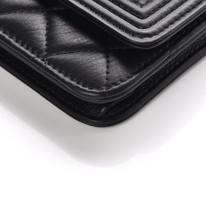 Chanel Calfskin Quilted Boy Wallet On Chain WOC So Black 6 of 11
