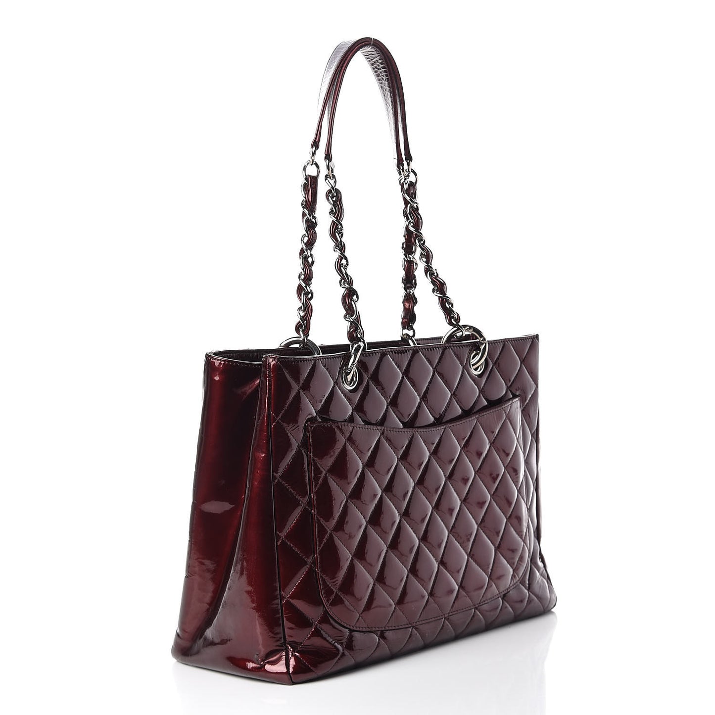 Patent Quilted Grand Shopping Tote GST Dark Bordeaux