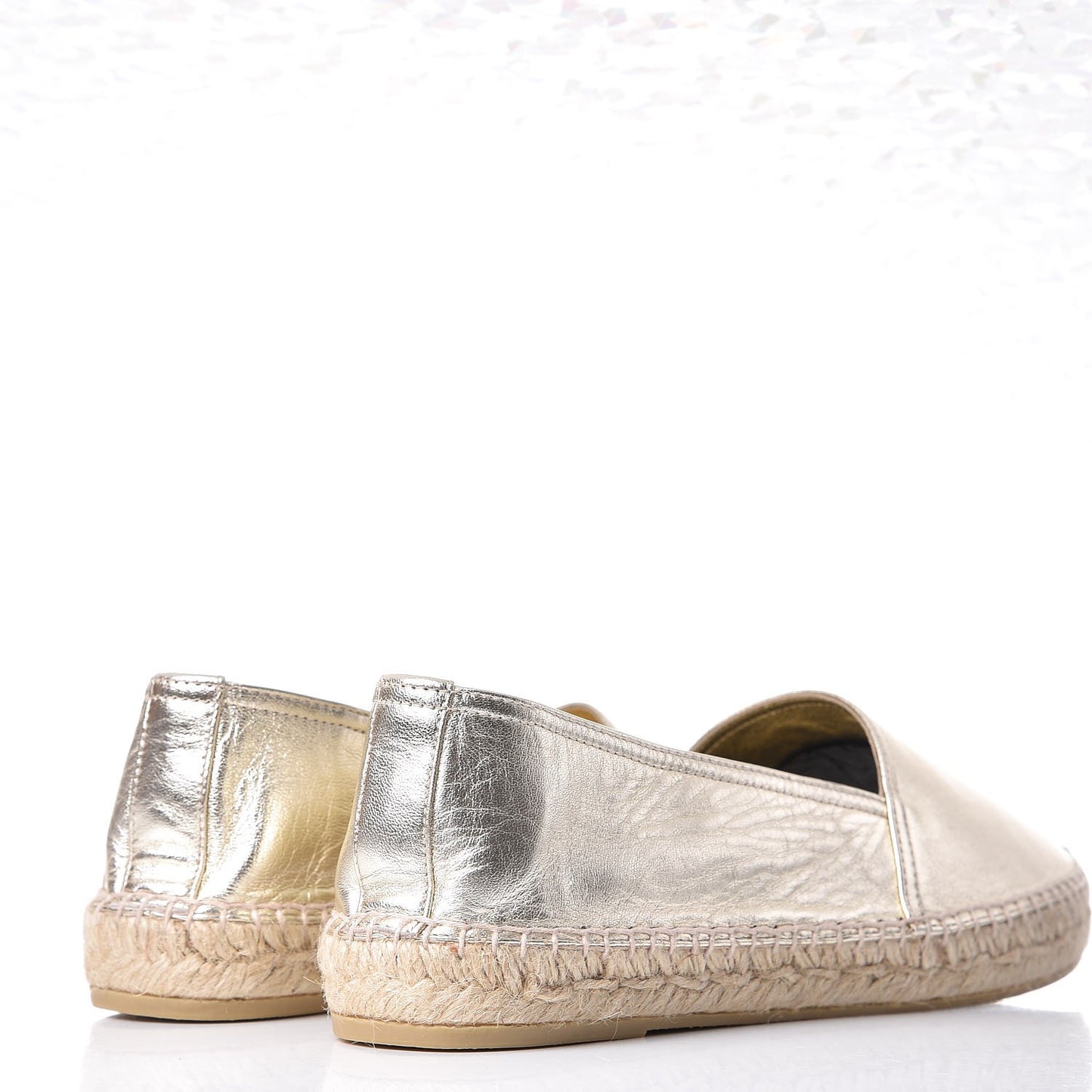 Metallic Lambskin Monogram Espadrilles 40 Platino