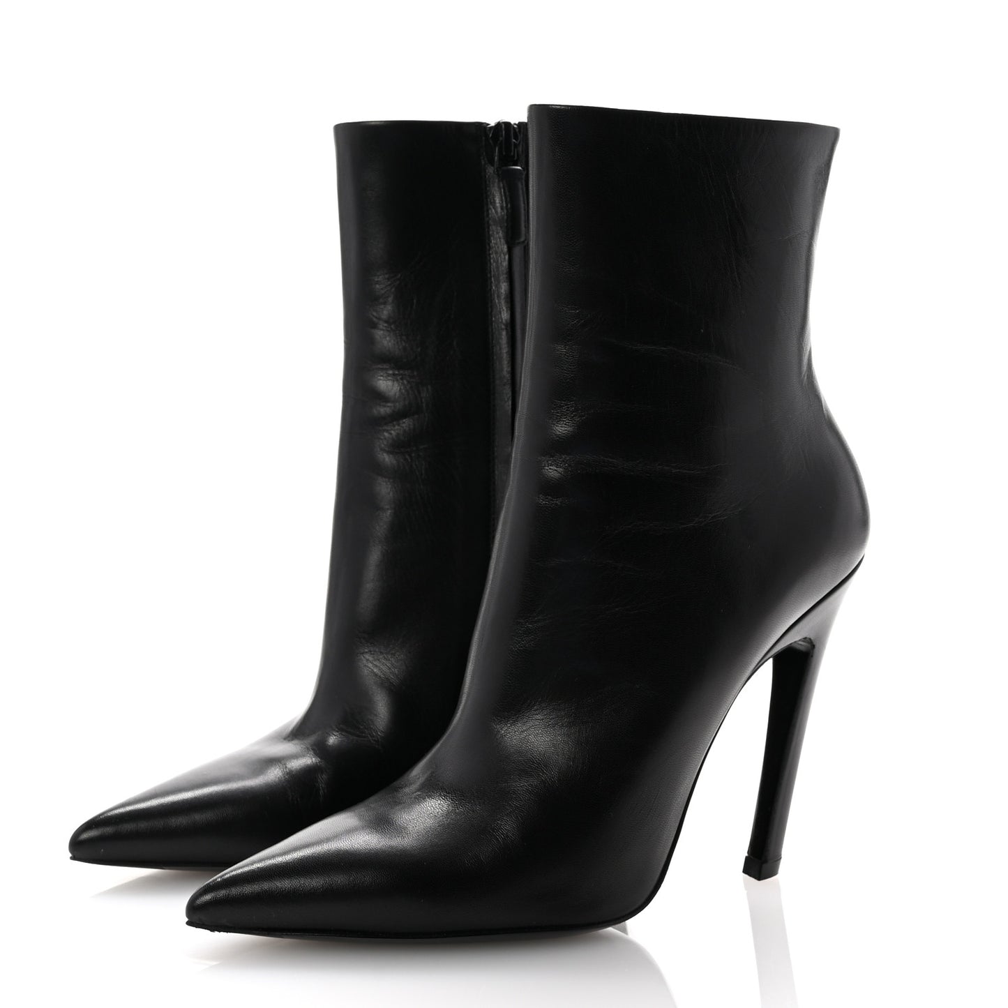 Calfskin Slash Ankle Boots 36.5 Black