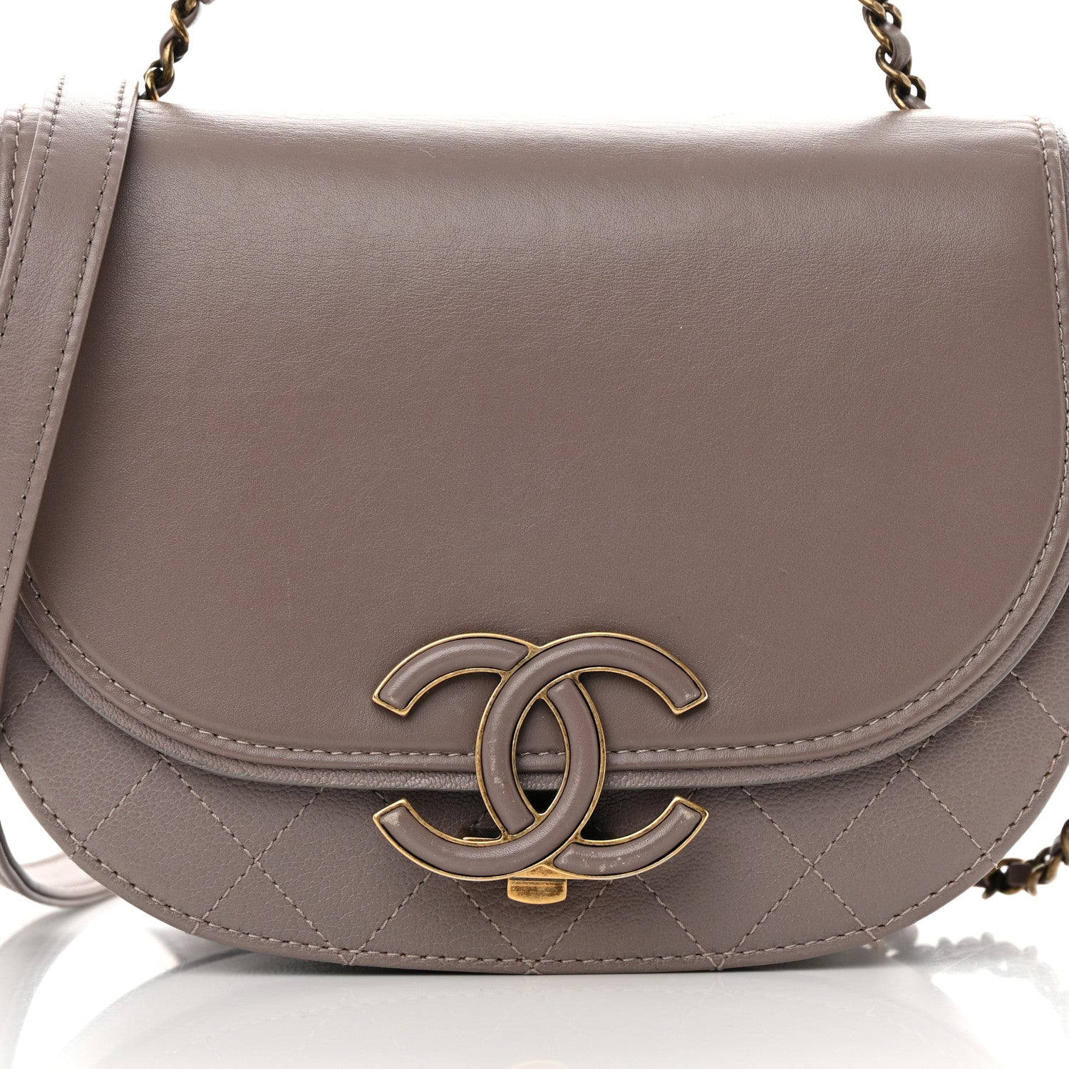 Chanel Shiny Calfskin Goatskin Quilted Small Coco Curve Messenger Flap Grey 8 of 15