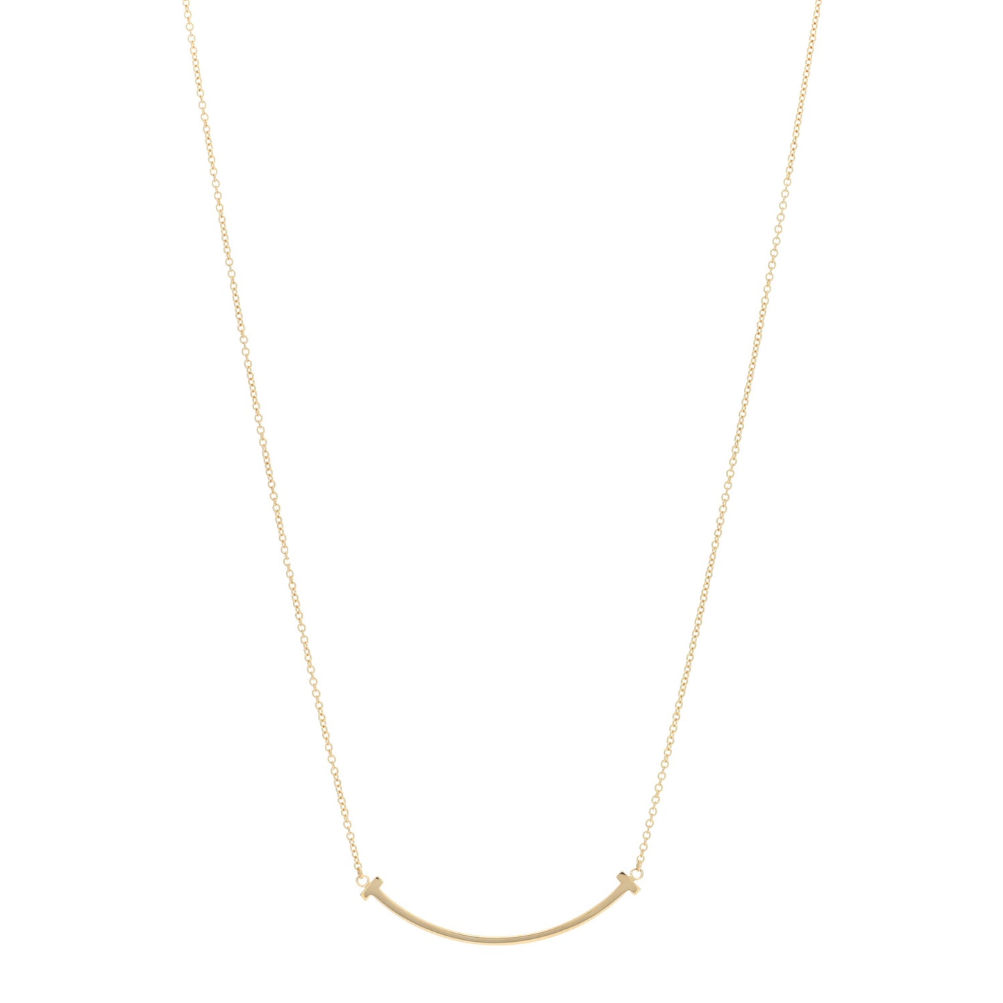 18K Yellow Gold Small T Smile Pendant Necklace