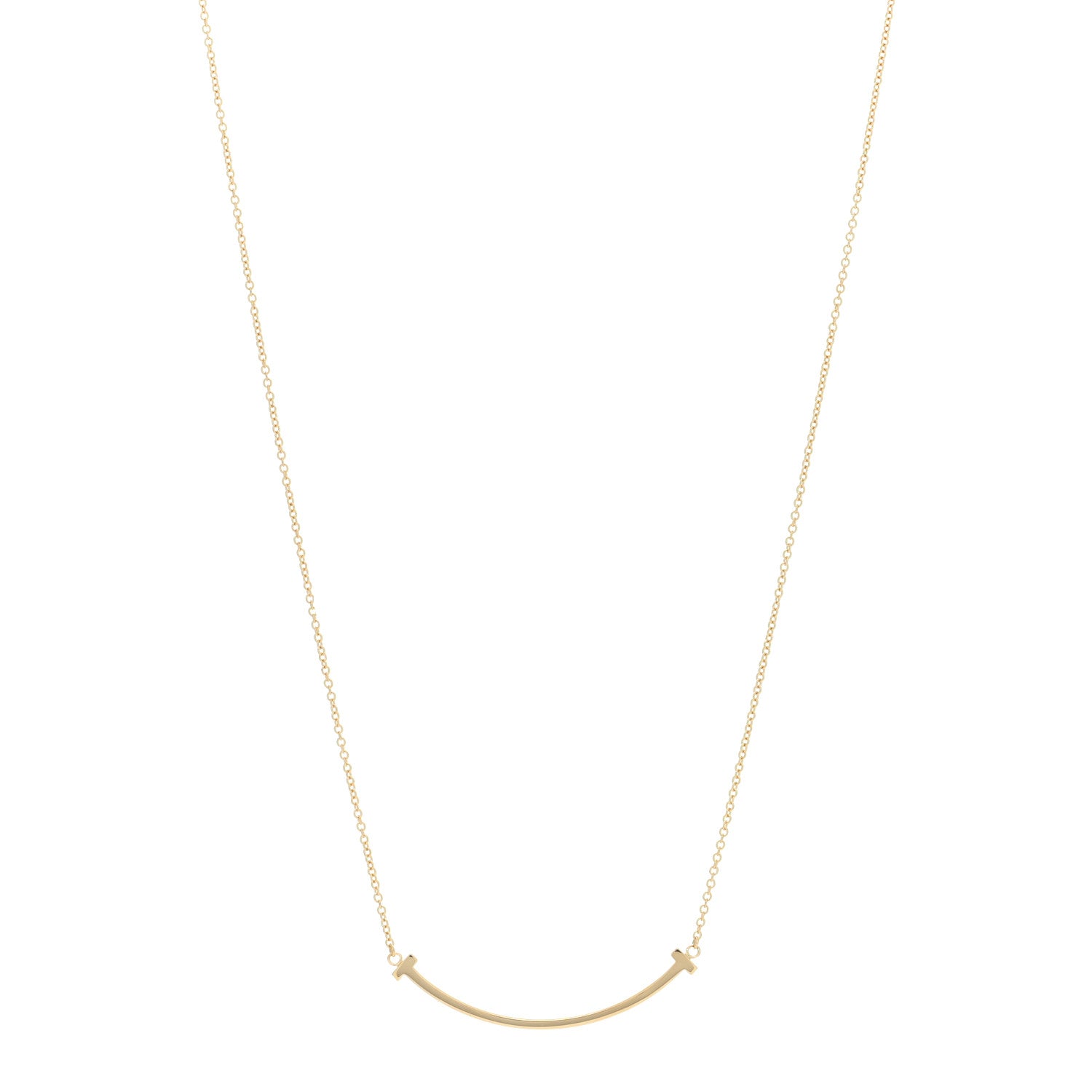 Tiffany 18K Yellow Gold Small T Smile Pendant Necklace 1 of 4