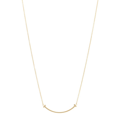 Tiffany 18K Yellow Gold Small T Smile Pendant Necklace 1 of 4