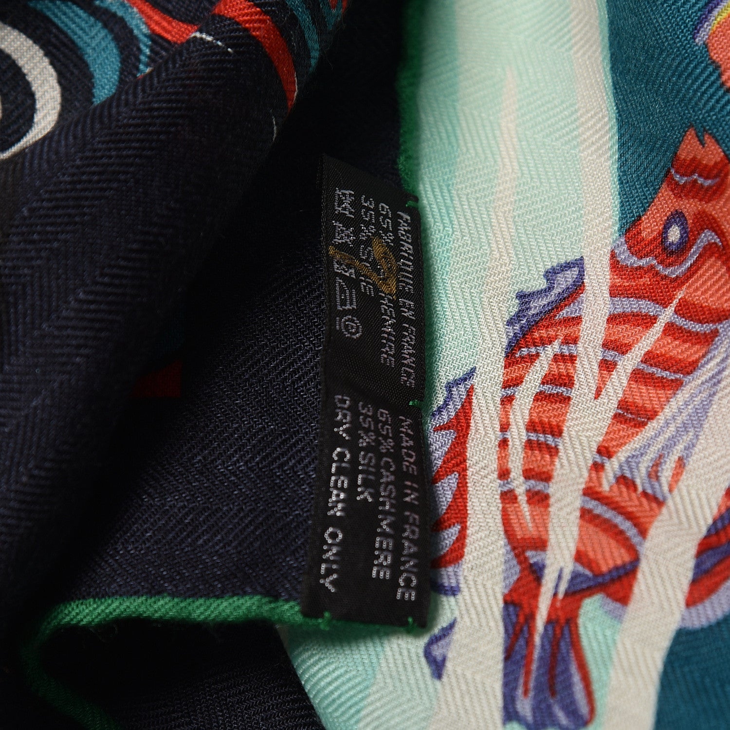 Hermes Cashmere Silk De La Mer Au Ciel Shawl 140 5 of 5