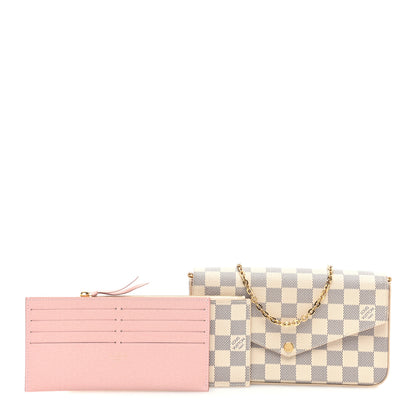 Louis Vuitton Damier Azur Pochette Felicie Chain Wallet Rose Ballerine 4 of 11