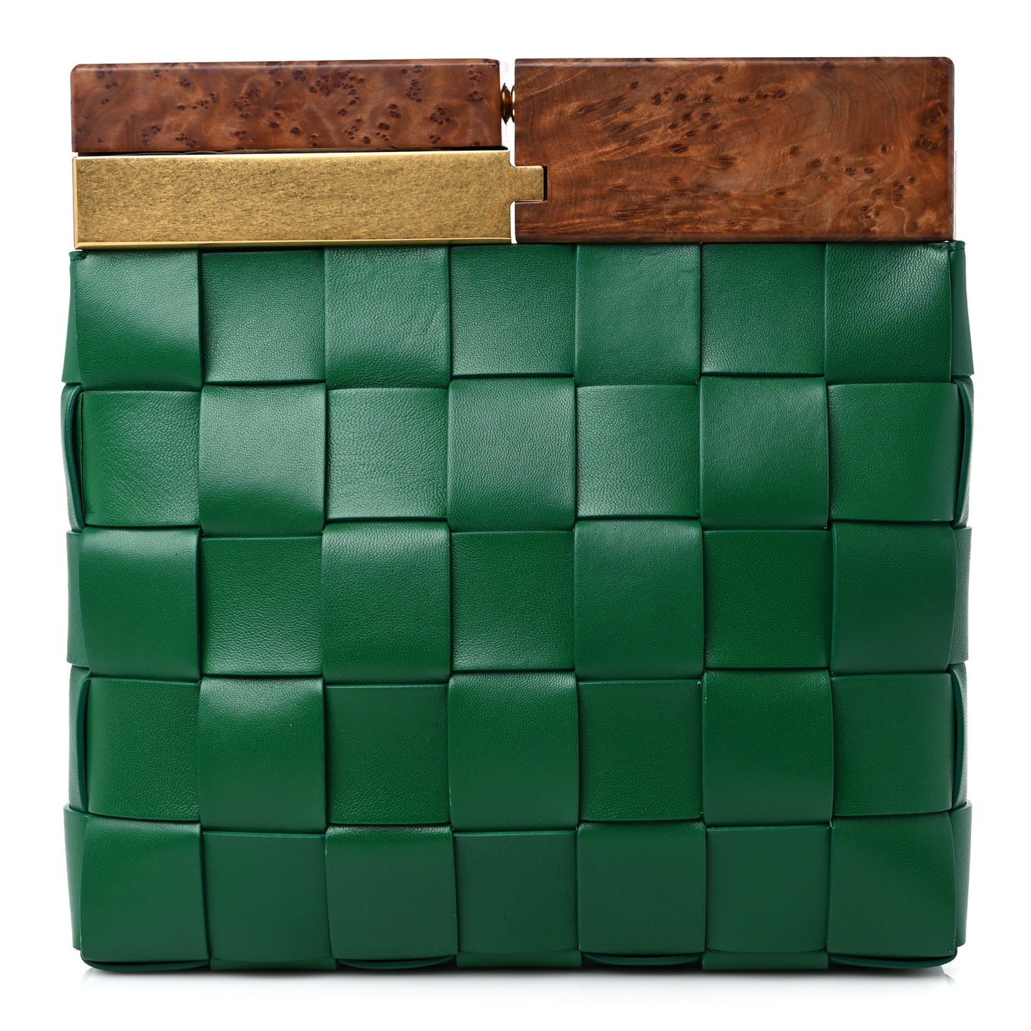 Nappa Intrecciato The Snap Clutch Racing Green