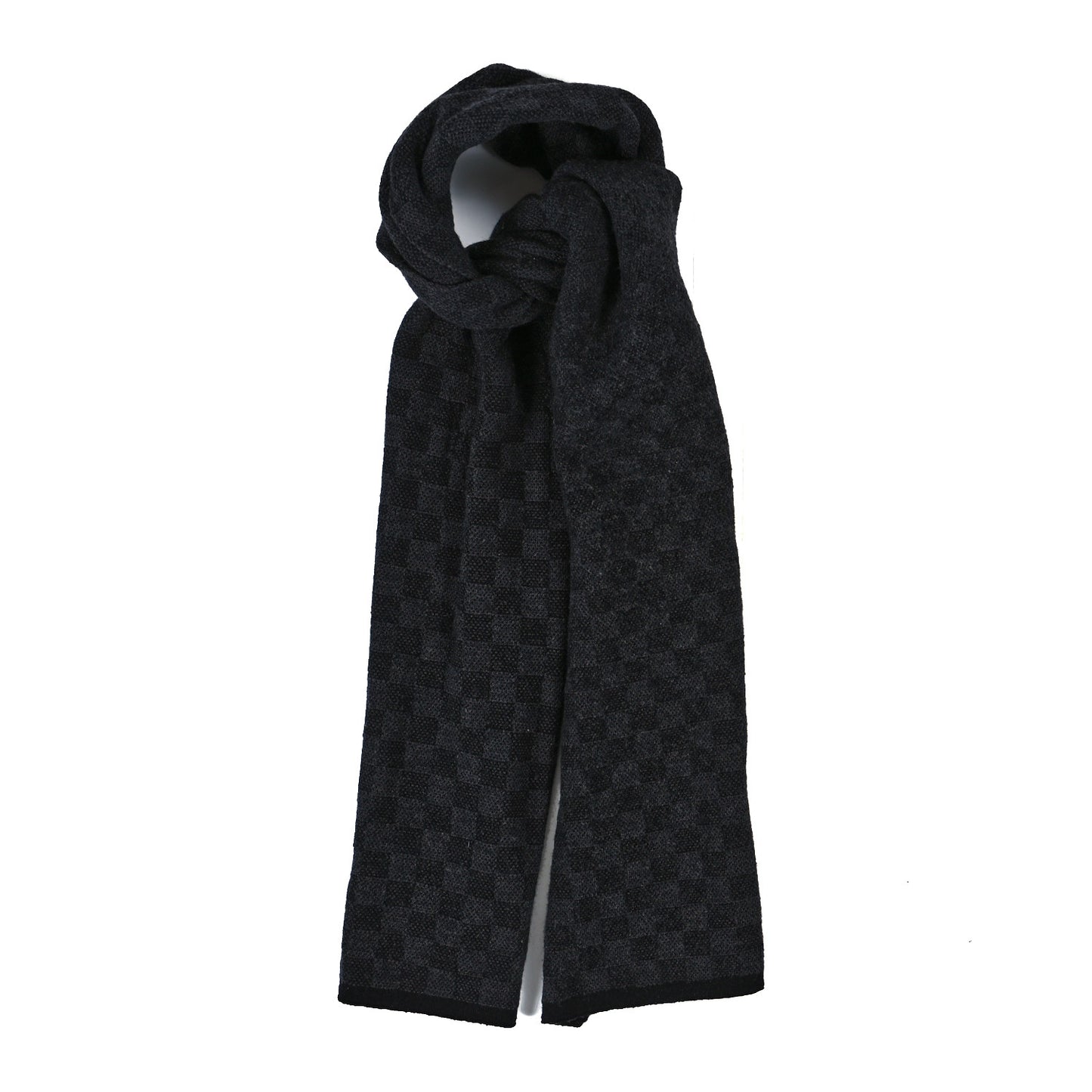 Wool Petit Damier Graphite Scarf Black