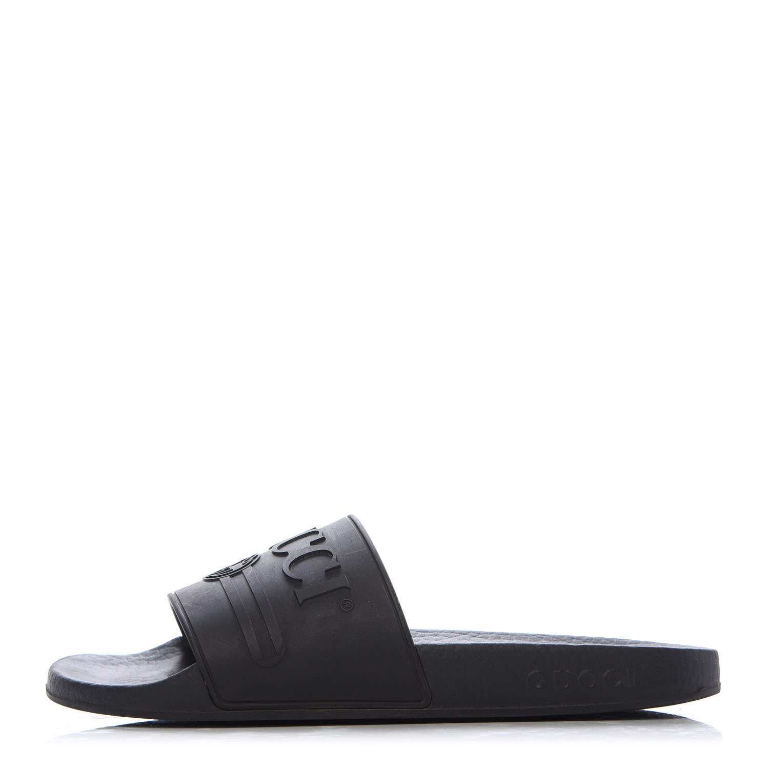 Gucci Rubber Womens Logo Slide Sandals 38 Black 1 of 8