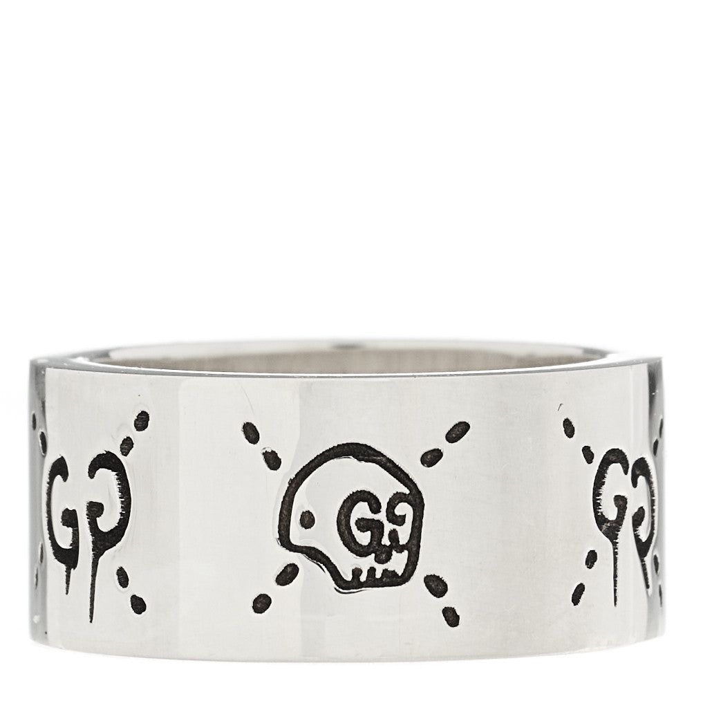 Sterling Silver GucciGhost Hamlet Skull Band Ring 52 6