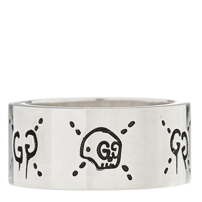 Gucci Sterling Silver GucciGhost Hamlet Skull Band Ring 52 6 1 of 6