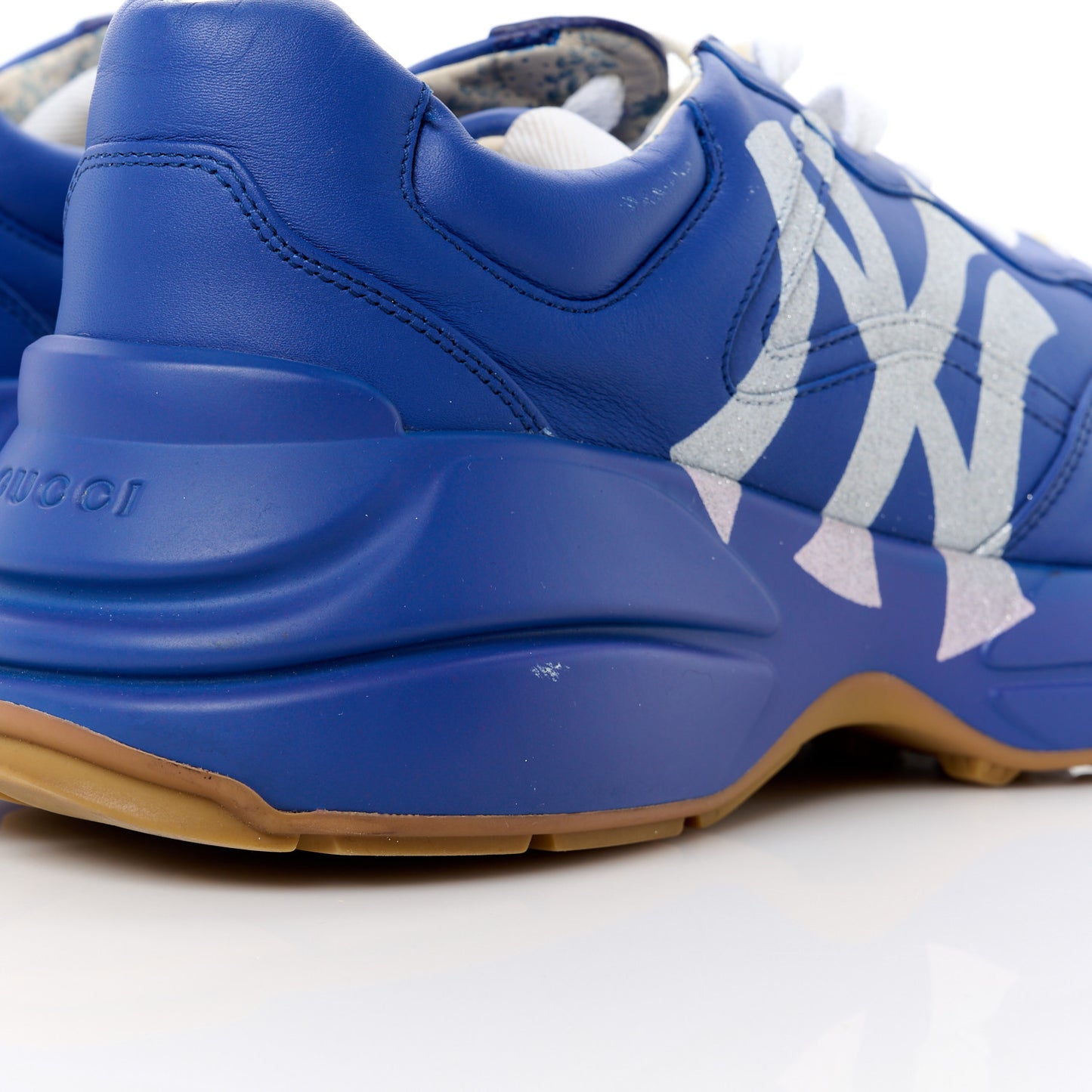 X MLB Calfskin NY Yankees Mens Rhyton Sneakers 8 Electric Blue