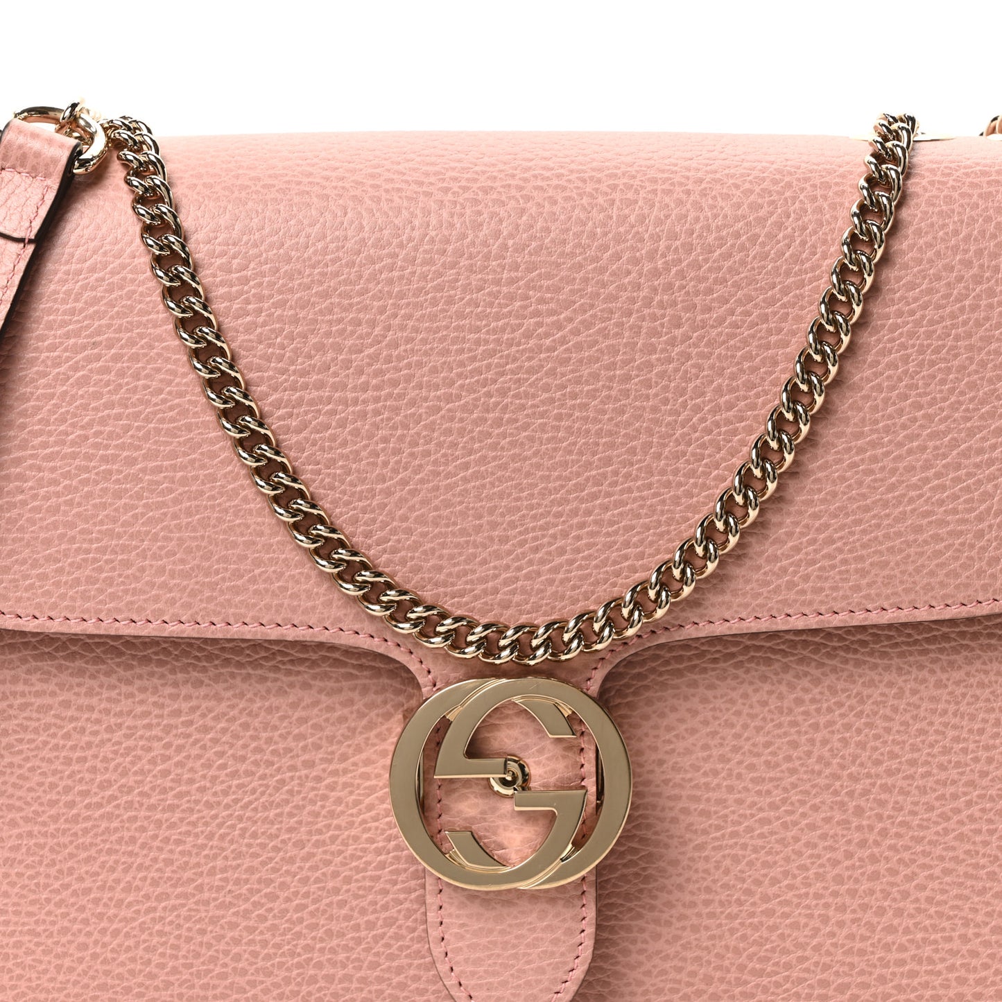 Dollar Calfskin Interlocking G Shoulder Bag Soft Pink