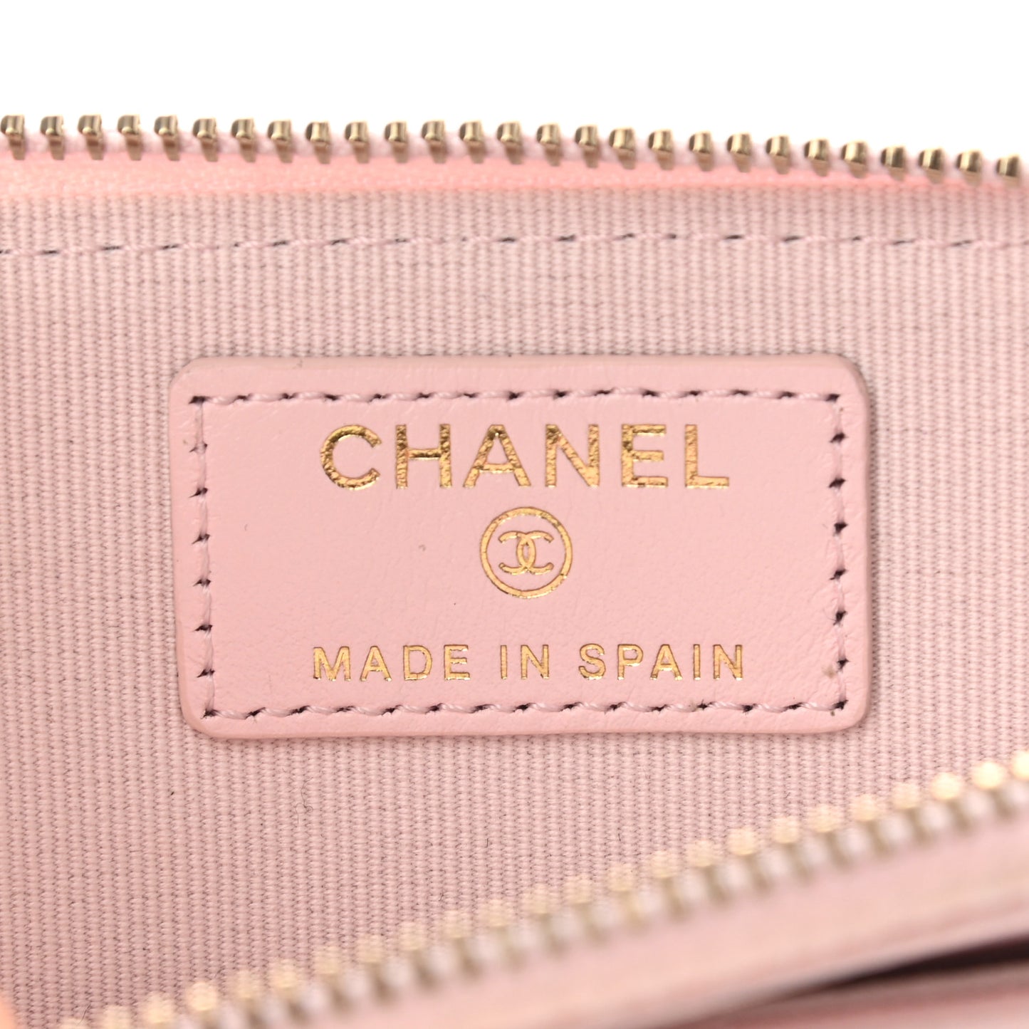 Caviar Quilted Crystal Zip Card Holder Wallet Light Pink