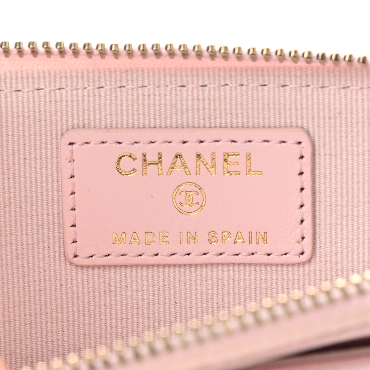 Chanel Caviar Quilted Crystal Zip Card Holder Wallet Light Pink 6 of 8