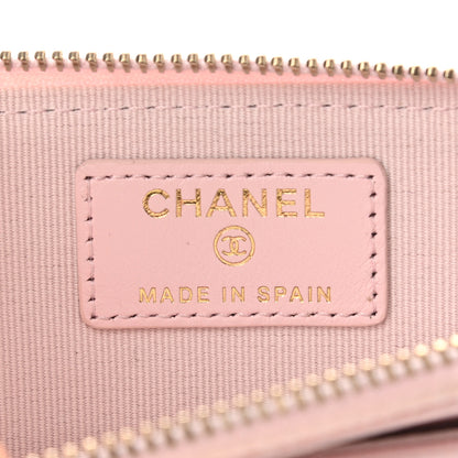 Chanel Caviar Quilted Crystal Zip Card Holder Wallet Light Pink 6 of 8