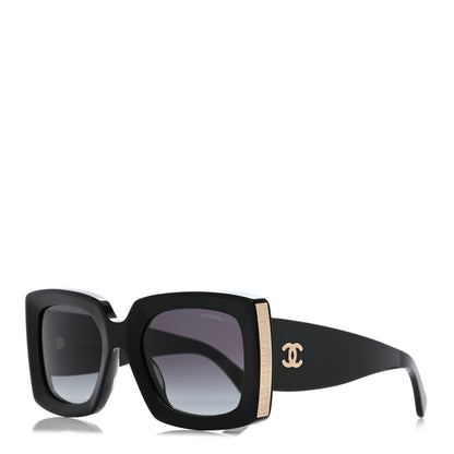 Chanel Acetate Rectangle Sunglasses 5435 Black 1 of 7