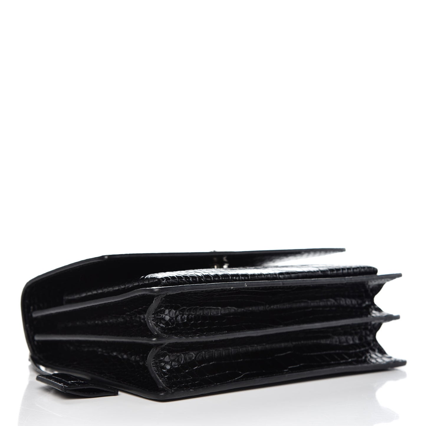 Calfskin Crocodile Embossed Medium Monogram Sunset Black