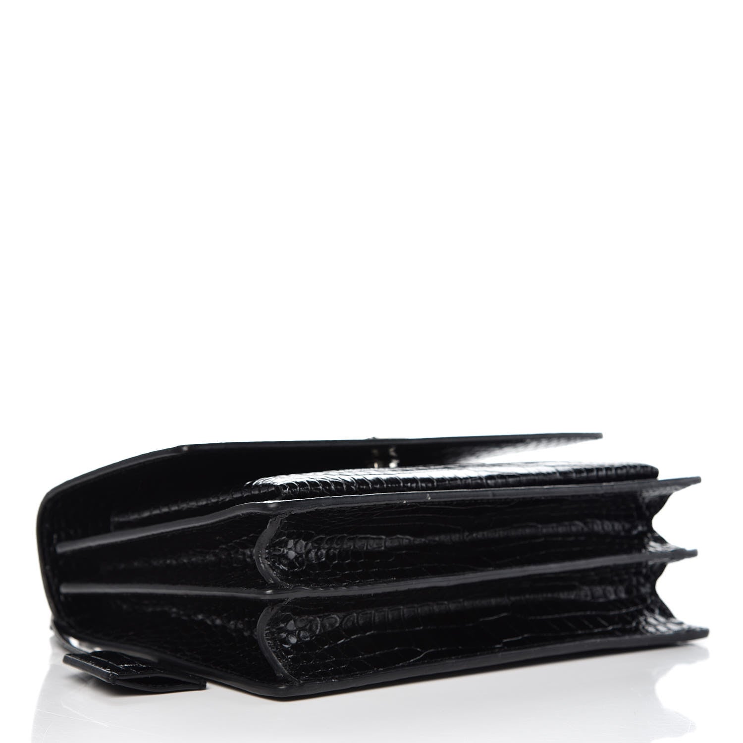 Saint Laurent Calfskin Crocodile Embossed Medium Monogram Sunset Black 4 of 7