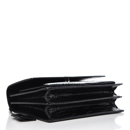 Saint Laurent Calfskin Crocodile Embossed Medium Monogram Sunset Black 4 of 7