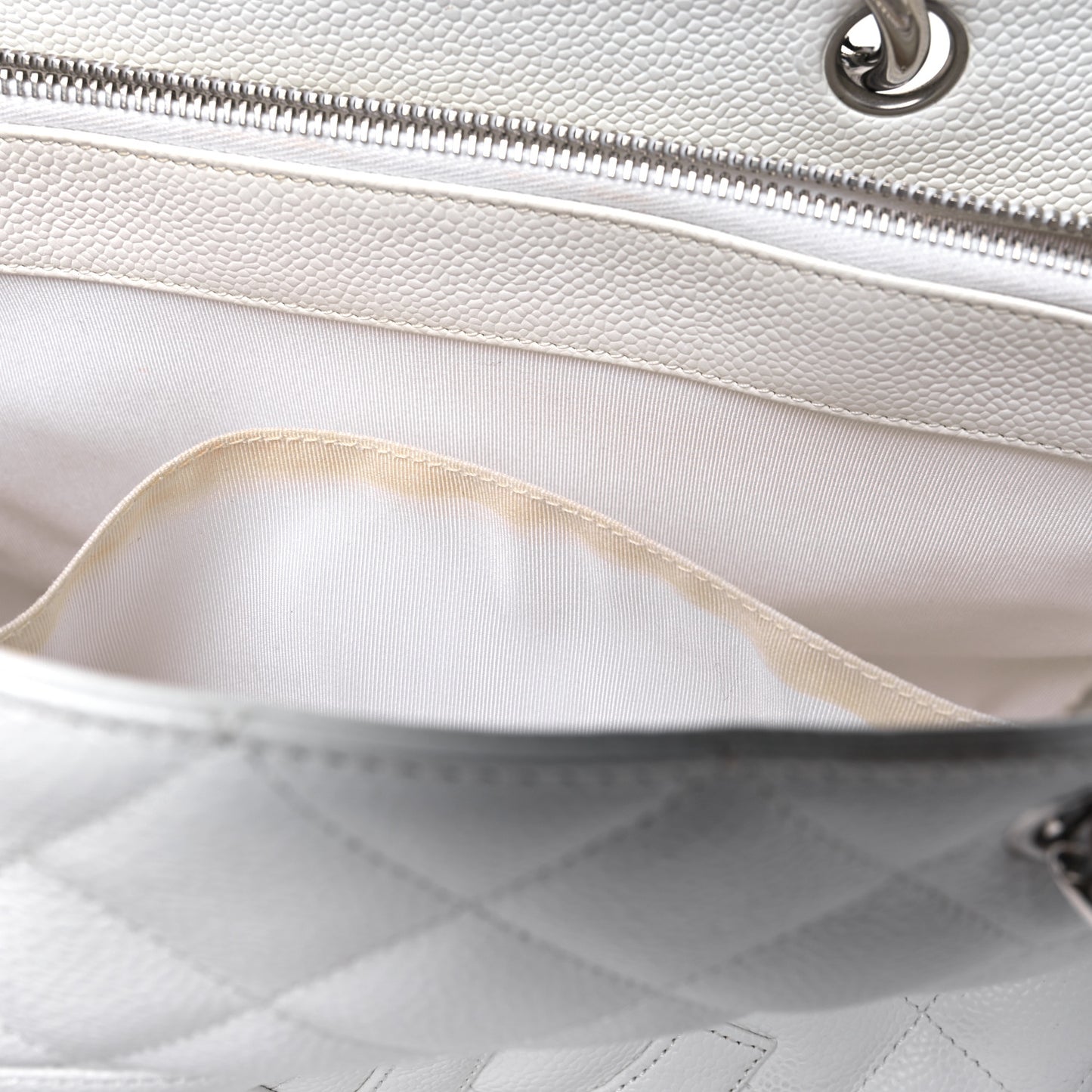 Caviar Quilted Grand Shopping Tote GST White