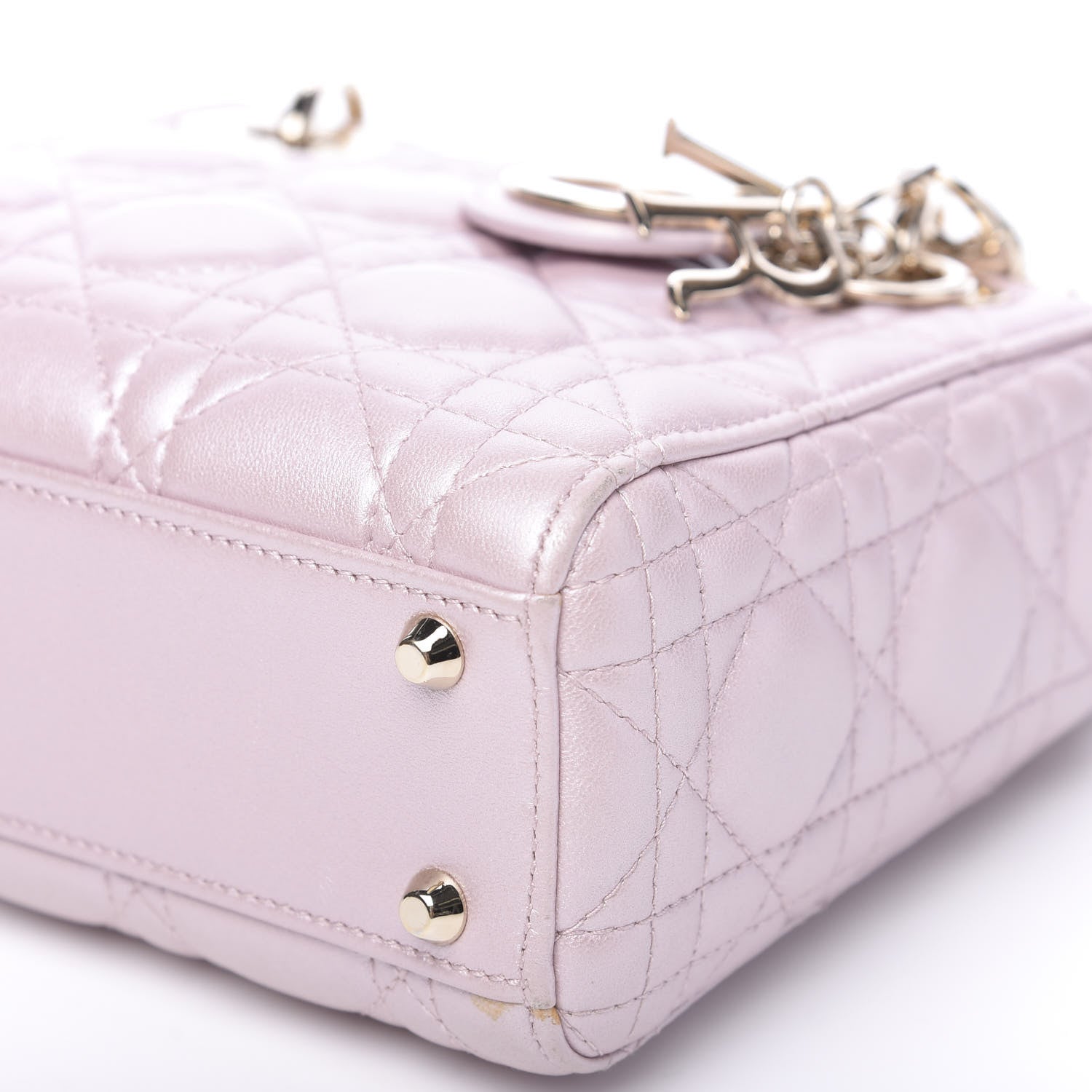 Christian Dior Metallic Lambskin Cannage Mini Lady Dior Lotus 9 of 9