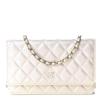 Chanel Iridescent Lambskin Quilted Wallet On Chain WOC Ivory 1 of 12