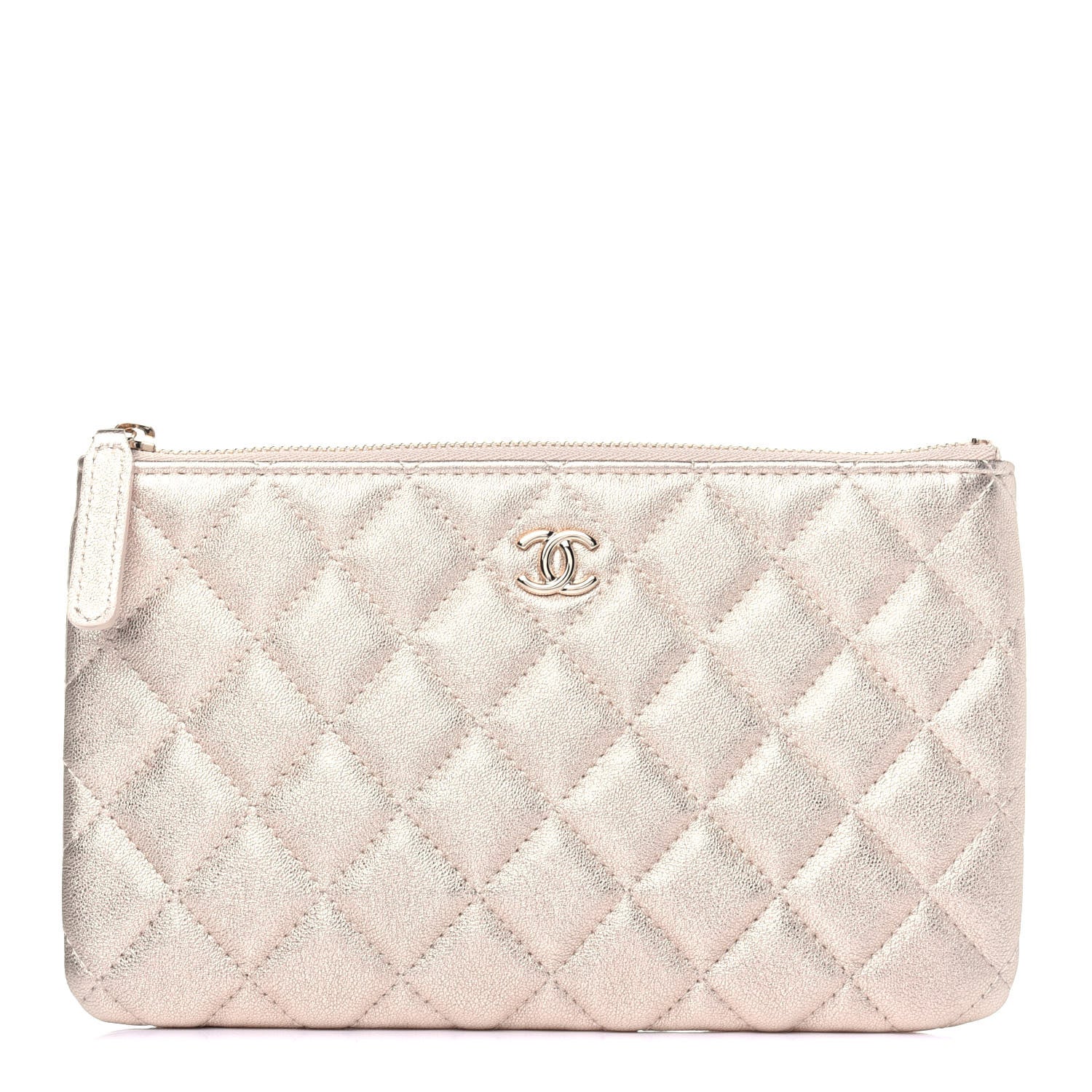 Chanel Metallic Lambskin Quilted Cosmetic Case Gold 1 of 11