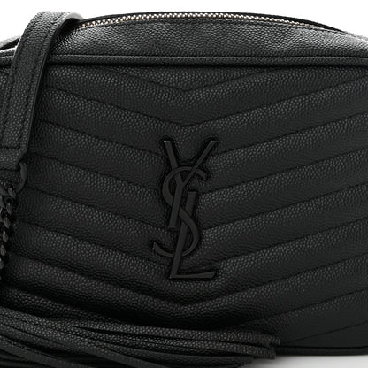 Saint Laurent Grain De Poudre Matelasse Monochrome Monogram Mini Lou Camera Bag Black 8 of 10