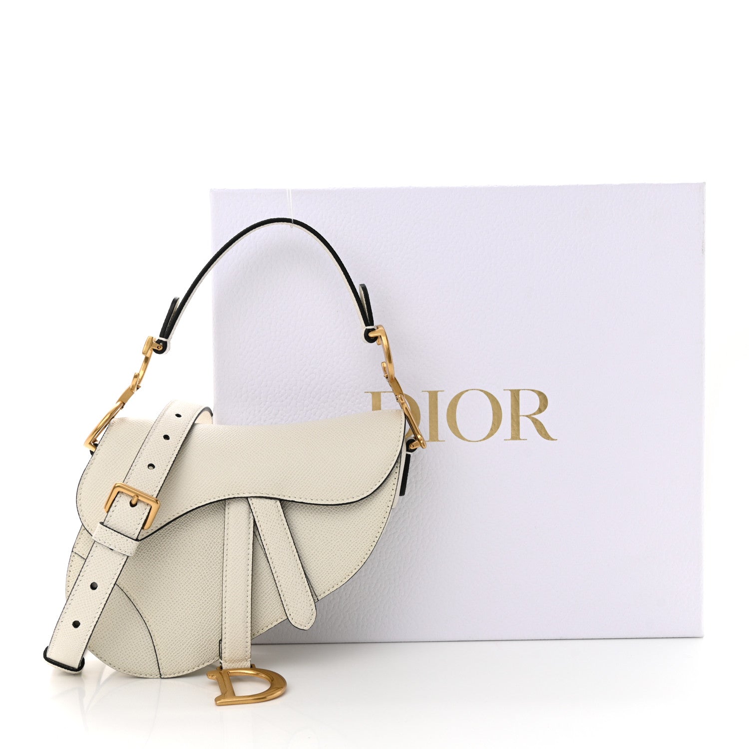 Christian Dior Grained Calfskin Mini Saddle Bag With Strap White 11 of 11