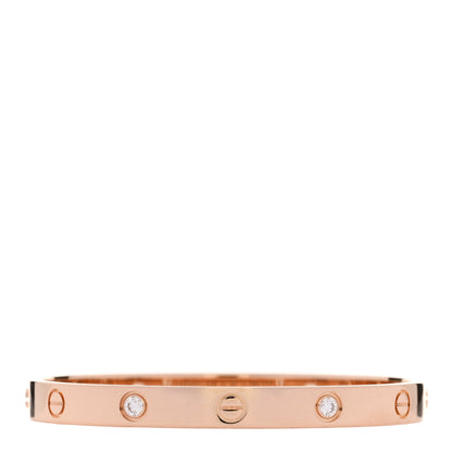 Cartier 18K Pink Gold 4 Diamond LOVE Bracelet 17 2 of 9