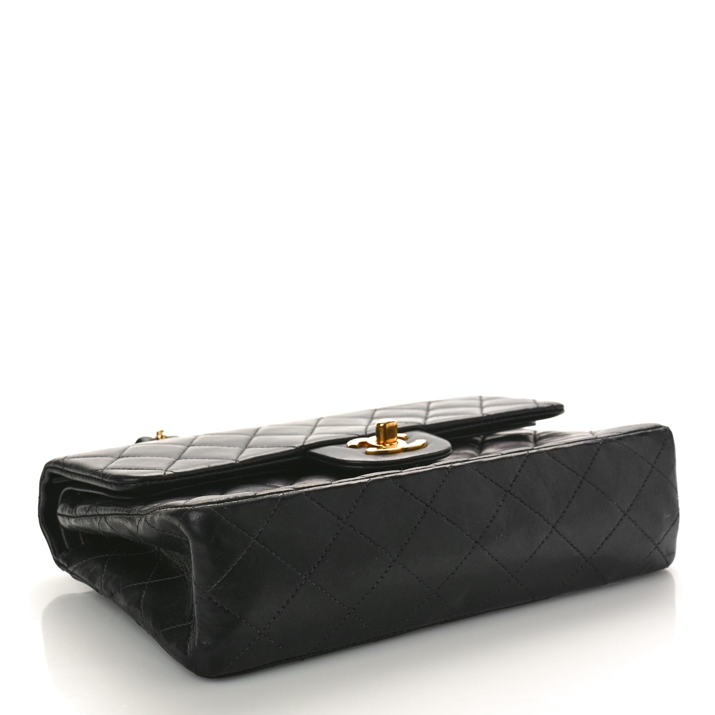 Lambskin Quilted Small Double Flap Black