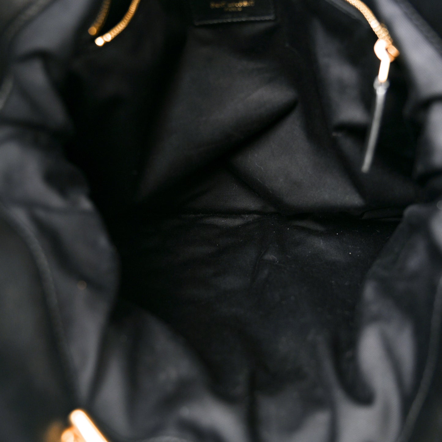 Lambskin Quilted Pochon Drawstring Tote Bag Black