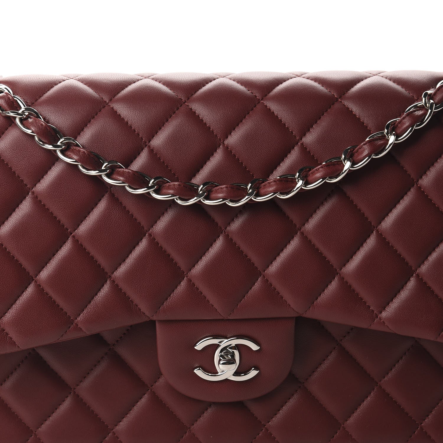Chanel Lambskin Quilted Jumbo Double Flap Burgundy 10 of 10
